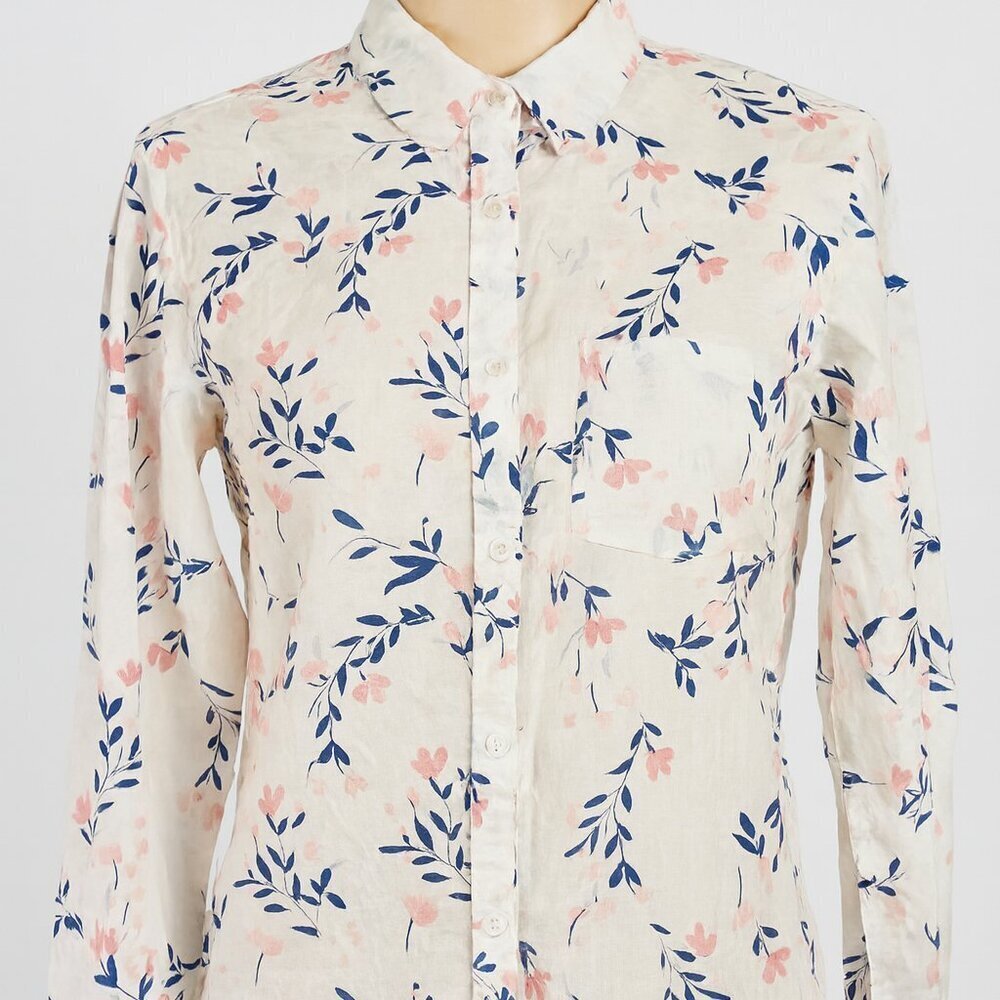 Croft & Barrow Floral Button Down Blouse XXL Pink Blue